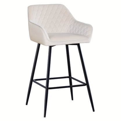 Velvet Bar Stools with Armrest & Backrest – Upholstered Breakfast Bar Chairs for Kitchen Counter Island Home Restaurant Set of 1 or 2