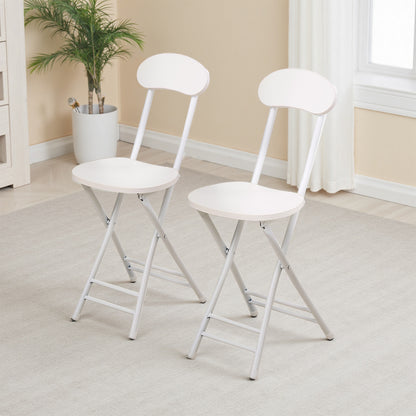 2 or 4 White Dining Chairs with Metal Frame and Wood, Folding Single Chairs Space Saving, Multifunctional Chairs for Outdoor and Indoor Furniture Chairs