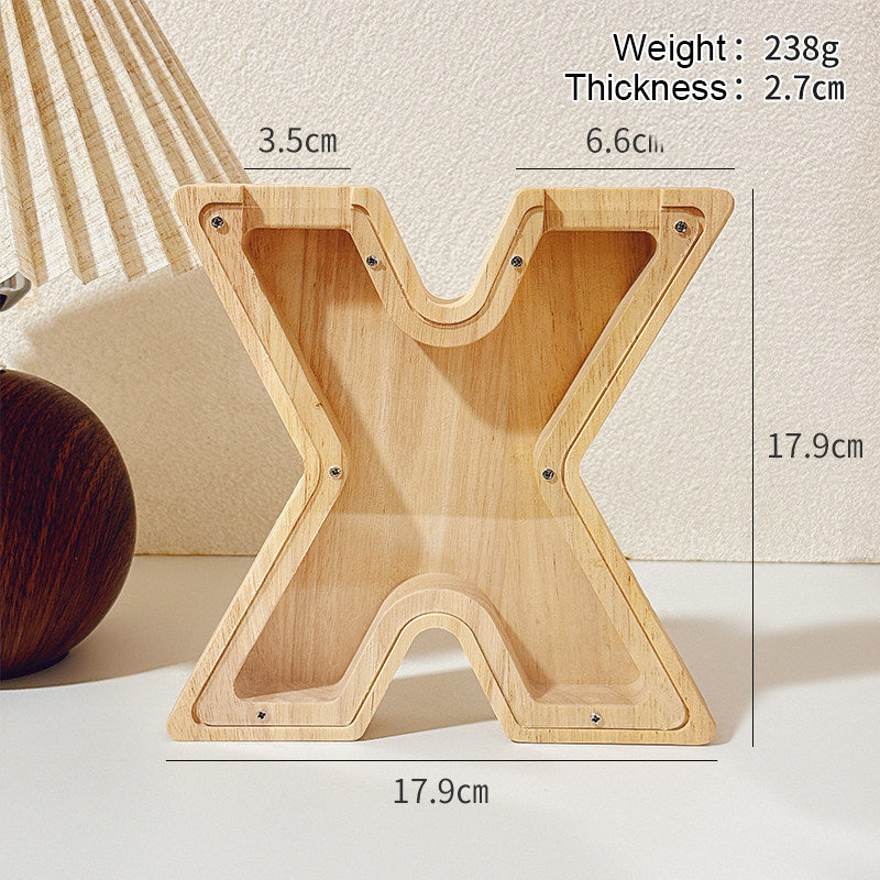1 unique 18cm*18cm wooden letter jar - 26 creative A-Z letter storage containers, transparent design, birthday gift idea, home decoration, best friend gift, and functional holiday present.