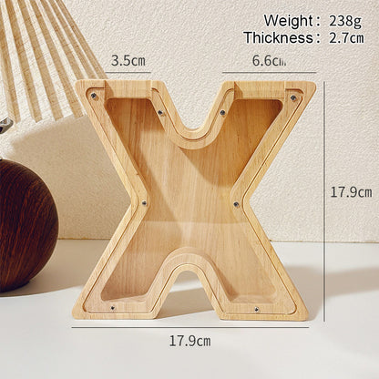 1 unique 18cm*18cm wooden letter jar - 26 creative A-Z letter storage containers, transparent design, birthday gift idea, home decoration, best friend gift, and functional holiday present.