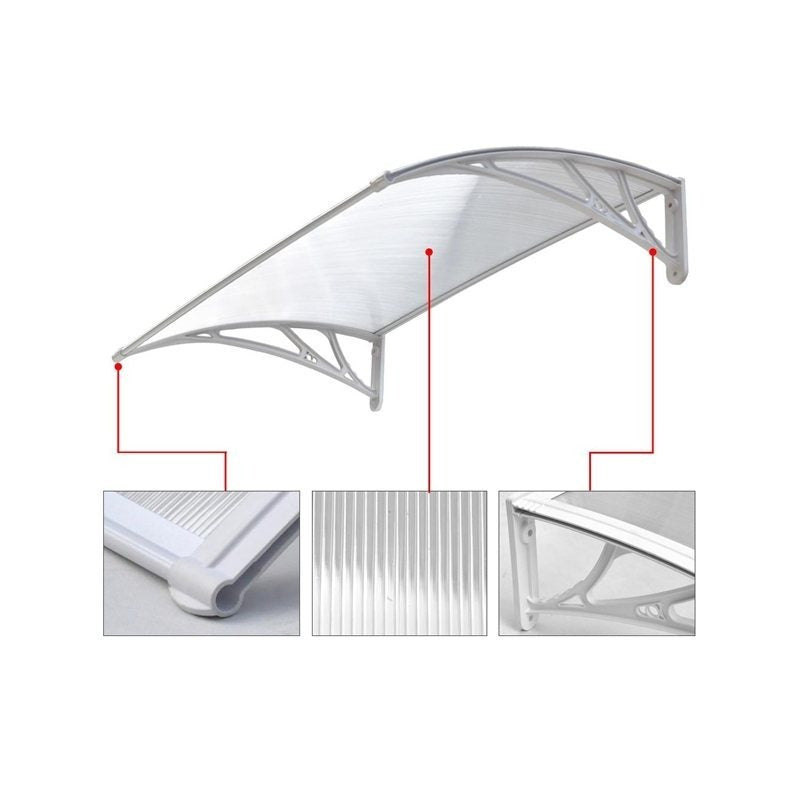 Costoffs Door Canopy, Door Awning Shelter, Outdoor Awning Canopy, Window Rain Shelter, Front Door Awning Window Outdoor Rain Shelter Cover for Garden Door Porch, Roof, Patio, 120 x 76 cm, Black/White