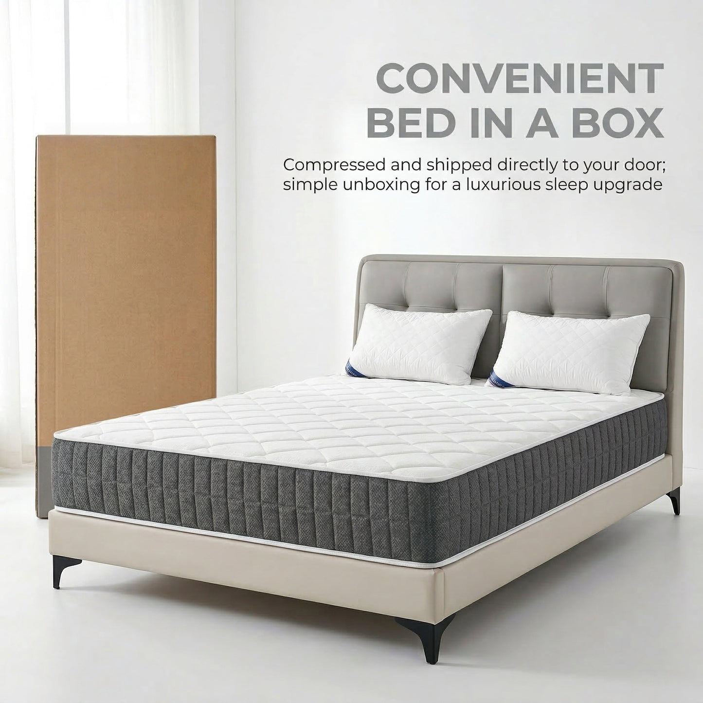 20CM/8 Inch Hybrid Mattress, Individually Pocket Spring - Medium Firm, Mattress in A Box, Size Single King Super King