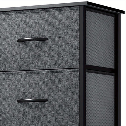 8-Drawer Fabric Dresser with Solid Wood Top – Bedroom & Living Room Chest of Drawers Storage Unit, Multiple Colours