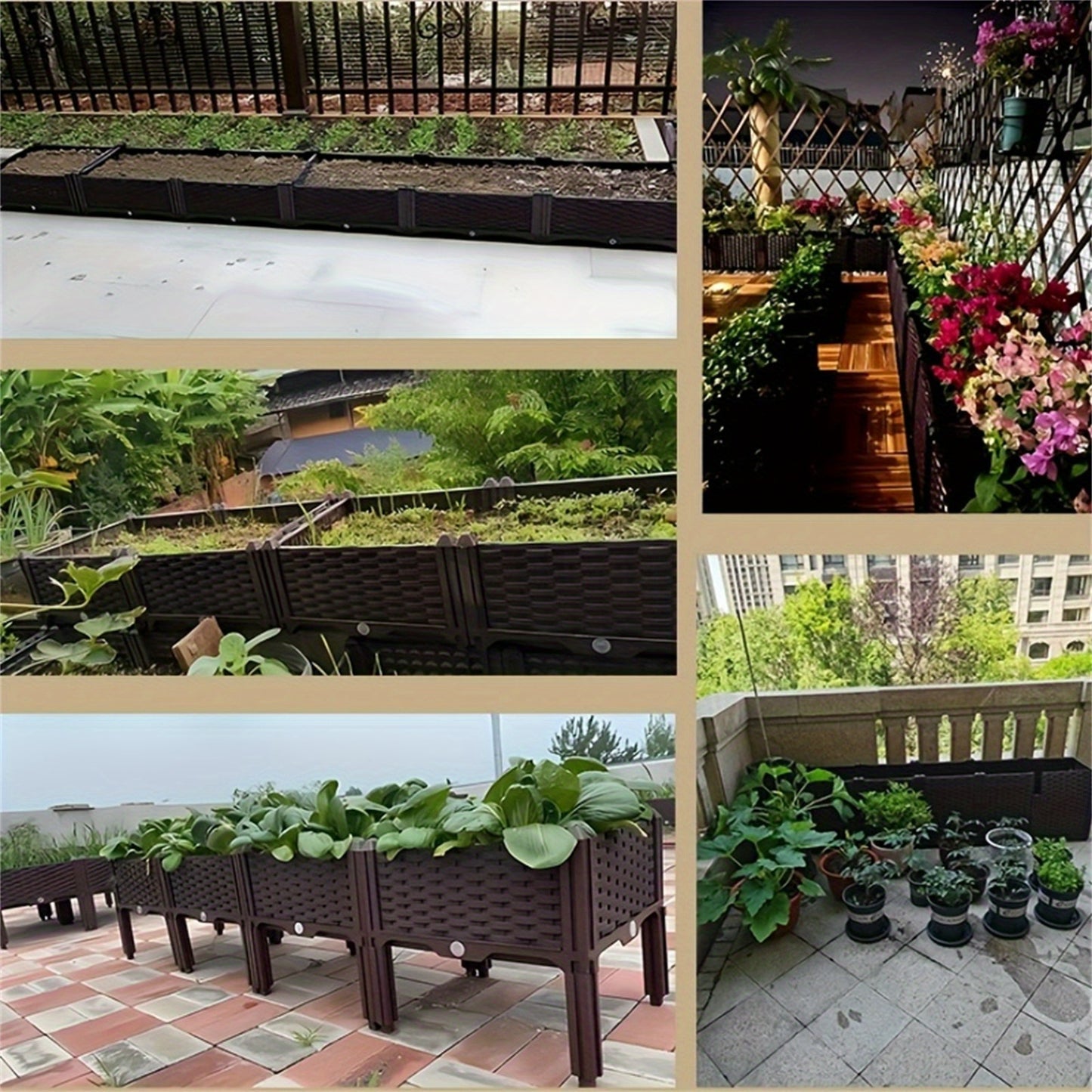 Raised Garden Bed Kit, Elevated Planter Boxes with Removable Legs, Plastic Raised Beds for Growing Veggie Herb Flower Indoor Outdoor, Easy Assembly, 116cm* 40cm* 36cm