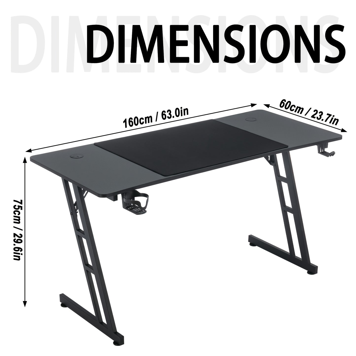 Computer Desk Office Desk with Cup Holder, Headphone Hook Z-Frame PC desk Gaming Desk for Home Office Room Corner Desk Patchwork Model