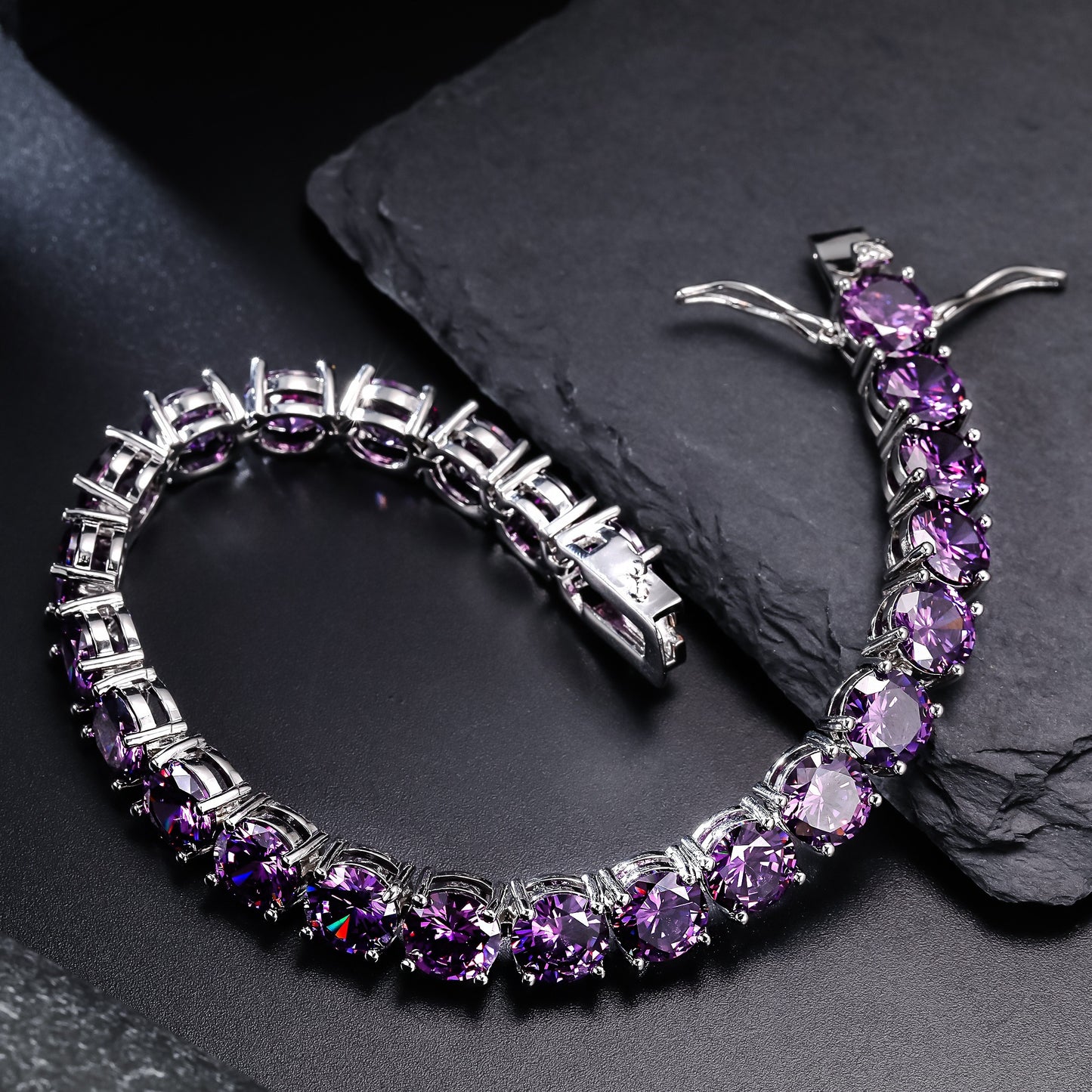 1pc 8mm Purple Tennis Chain Wedding Anniversary Concert Daily Bracelet Accessories Men's and Women's Thanksgiving Christmas Father's Day Holiday Gift Everyday Gift