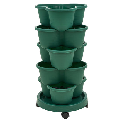 The three-dimensional three-petal flowerpot, strawberry pot, can be multi-layered for vegetable and fruit planting. It is made of pp plastic with five layers, black/ white/ green, and measures 31.5*31.5**13.5cm