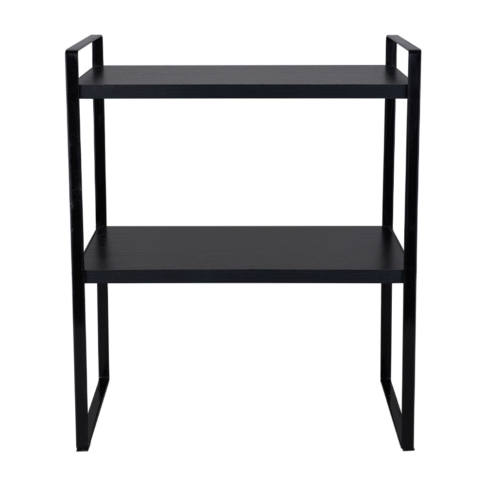 Multi-Tier Storage Rack, Mug Shelves for Desks, Black/White/Natural Wooden and Metal Countertop Organizer Shelf, Display Rack, Perfect for Dormitories Home Office Kitchen Bathroom