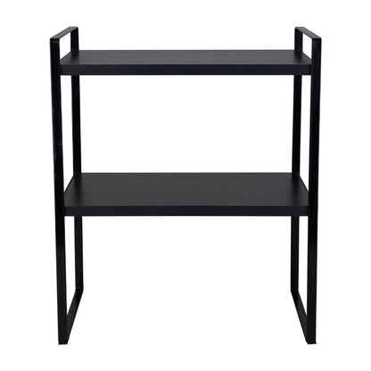 Multi-Tier Storage Rack, Mug Shelves for Desks, Black/White/Natural Wooden and Metal Countertop Organizer Shelf, Display Rack, Perfect for Dormitories Home Office Kitchen Bathroom