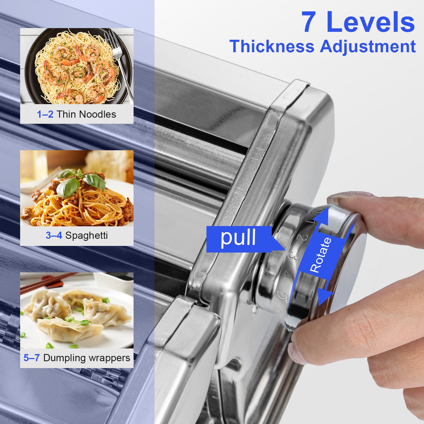 Pasta Roller Machine Dual Width Noodle Maker for Pasta, Spaghetti, Fettuccine, Lasagna 2 in 1 Stainless Steel with Cleaning Kit
