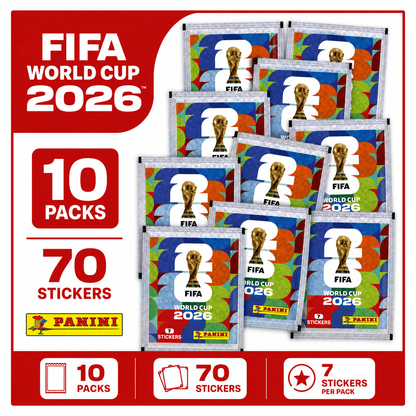 10x Fifa World Cup 2026 Sticker Packs – 7 Stickers Per Pack – a Total of 70 Stickers