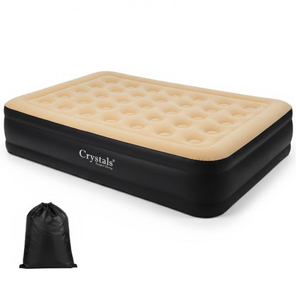 Double Inflatable Air Mattress, Air Bed with Built-in Electric Pump, Double Blow Up Mattress in 3 Mins Self-Inflation, Flocked Surface Guest Airbed for Home Portable Camping