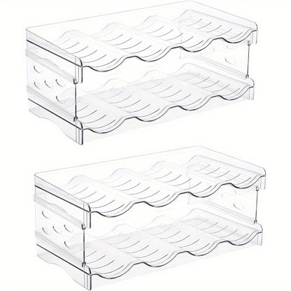Stackable 2 Tier Water Bottle Holder 4 Bottles Per Tier Clear Plastic fridge Bottle Rack Wine Racks for Cabinet Fridge Pantry Freezer Space Saving Kitchen Storage Organisers