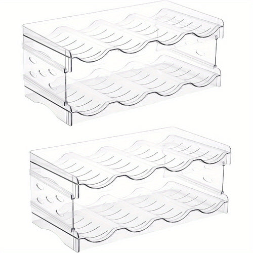 Stackable 2 Tier Water Bottle Holder 4 Bottles Per Tier Clear Plastic fridge Bottle Rack Wine Racks for Cabinet Fridge Pantry Freezer Space Saving Kitchen Storage Organisers