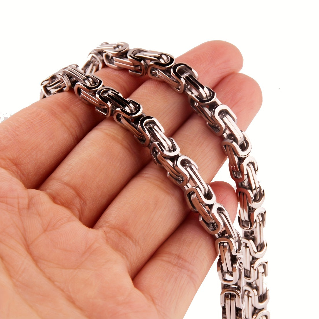 Men'S Necklace Hip Hop Chain 304 Stainless Steel Necklace Byzantine Link Chain for Men Gift