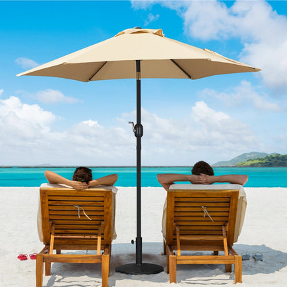 Costoffs Patio Umbrella Outdoor, 2.3m Market Umbrella Parasol Umbrella with Crank/Tilt/6 Ribs, Garden Table Umbrella for Patio, Deck, Backyard, Pool & Beach