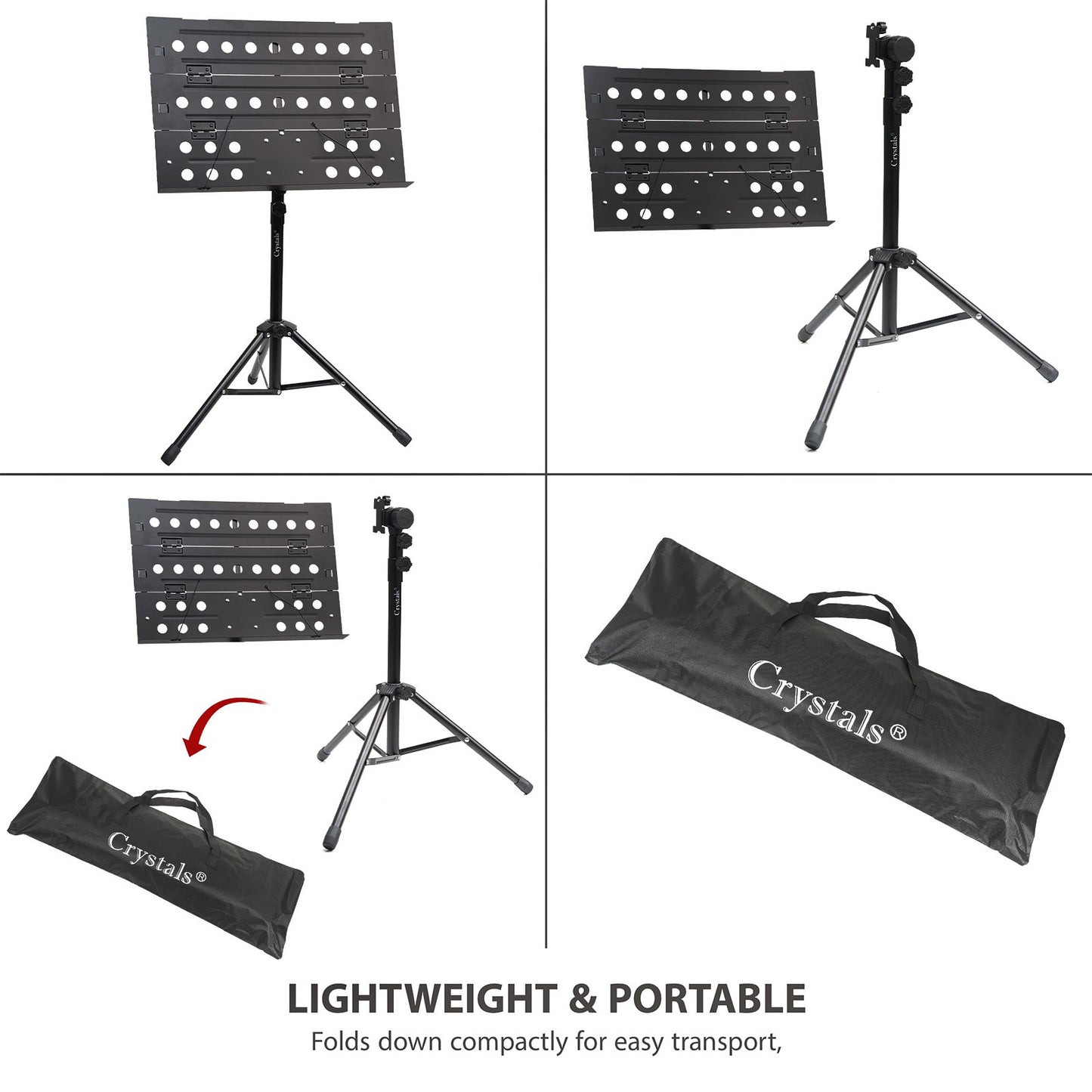 Foldable Music Stand, Heavy-Duty Tripod Base – Adjustable Height, Portable Sheet Music Stand with Carrying Bag for Musicians, Performers, and Students, Lightweight Design, Non-Slip Rubber Feet, Versatile For Sheet Music And Books