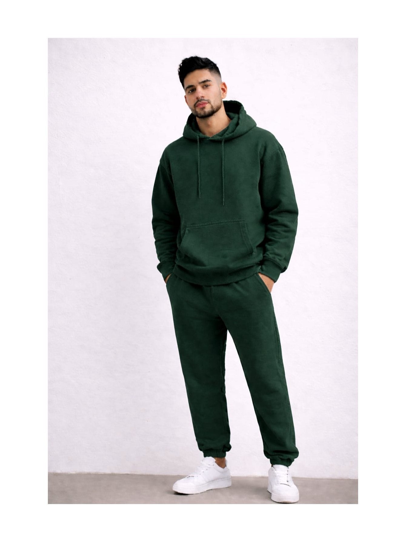 Men'S Outfit Two-Piece Set Featuring a Hooded Long-Sleeve Sweatshirt And Long Pants Solid Colour Knit Fabric Tracksuit, Regular Fit, Perfect Gift for Men, Daily & Outdoor Wear Large Pockets Matching For All Seasons S-XL