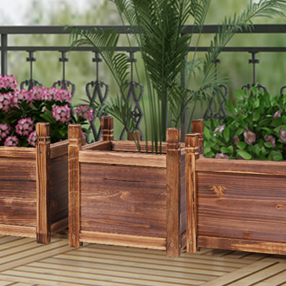 30cm/60cm/90cmL Wooden Rectangular Planter Box Raised Garden Yard Patio Flower Vegetable Planter Bed Indoors Outdoors