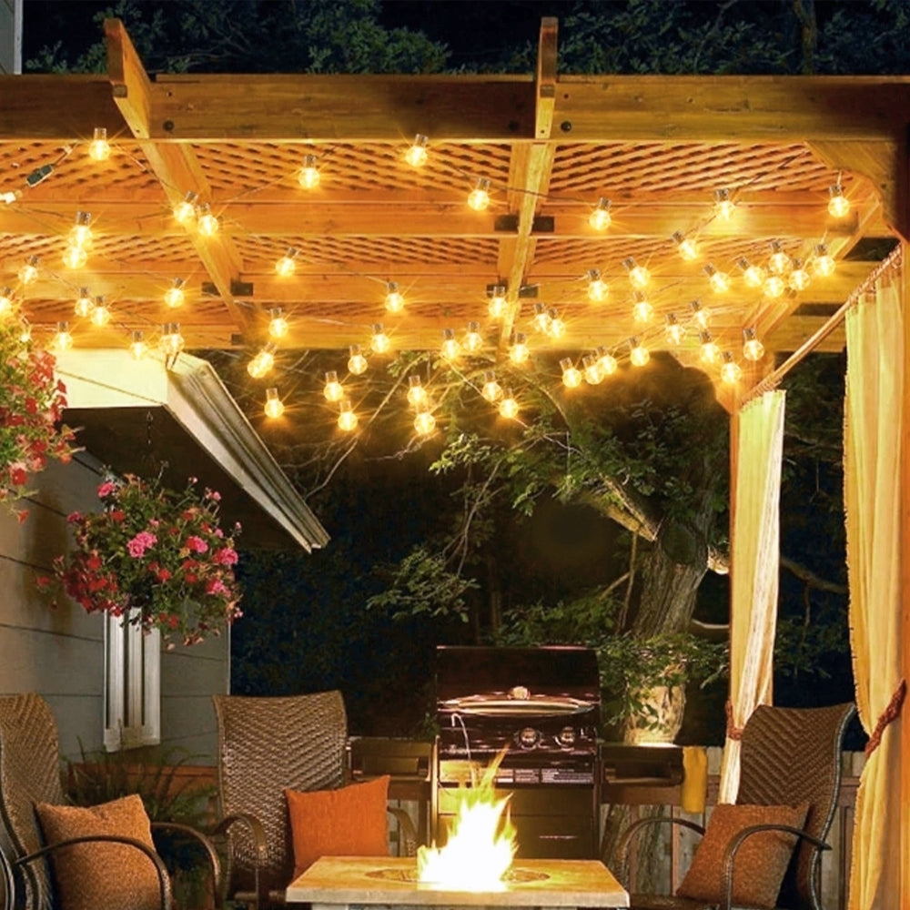 15.25m/20.13m/30.49m G40 Solar Light String, Ip44 Waterproof Outdoor Solar Light Chain/Crystal Fairy Light, With Remote Control And Adjustable Brightness, Ideal For Decorative Lighting In Gardens, Terraces, Balconies, Barbecues, Parties, And Corridors