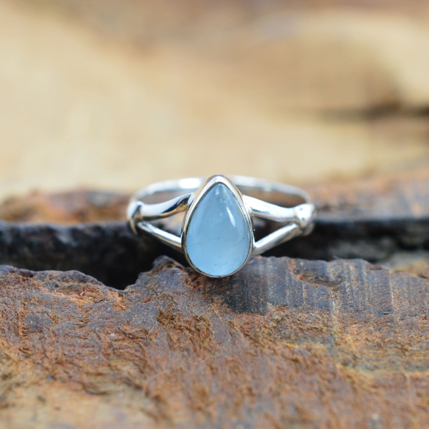 925 Sterling Silver Pear Gemstone Ring in Onyx, Larimar and More, Minimal Daily Wear Jewelry for Women