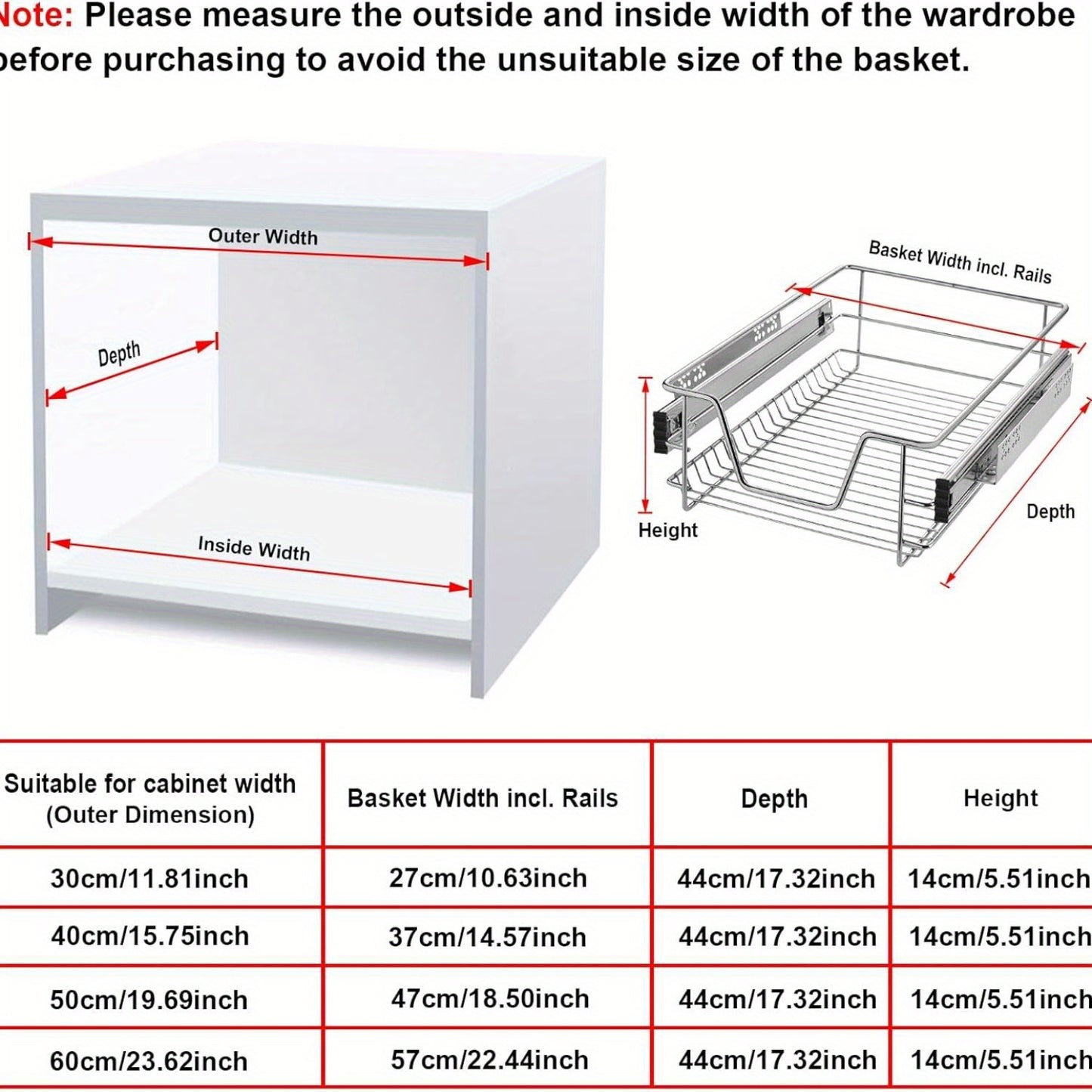Slide-Out Wire Storage Baskets - Set of 2 or 4, Chrome Organiser Drawers for Kitchen Cabinets, Pantry & Bathroom (Fits Base Units)