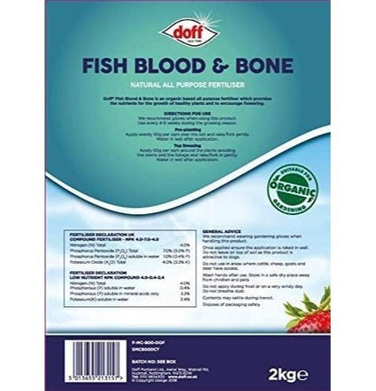 Doff Fish Blood And Bone Fertilizer 2kg Natural Organic Plant Food High Nutrient Formula For Healthy Growth