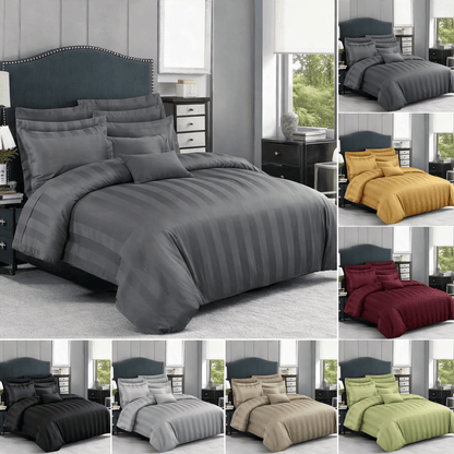 3pcs Microfiber Duvet Cover Set, Satin Striped Bedding Set, Soft Comfortable Duvet Cover, For Bedroom, Guest Room (1 Duvet Cover + 2*Pillowcase) – Single, Double, King, Super King Sizes