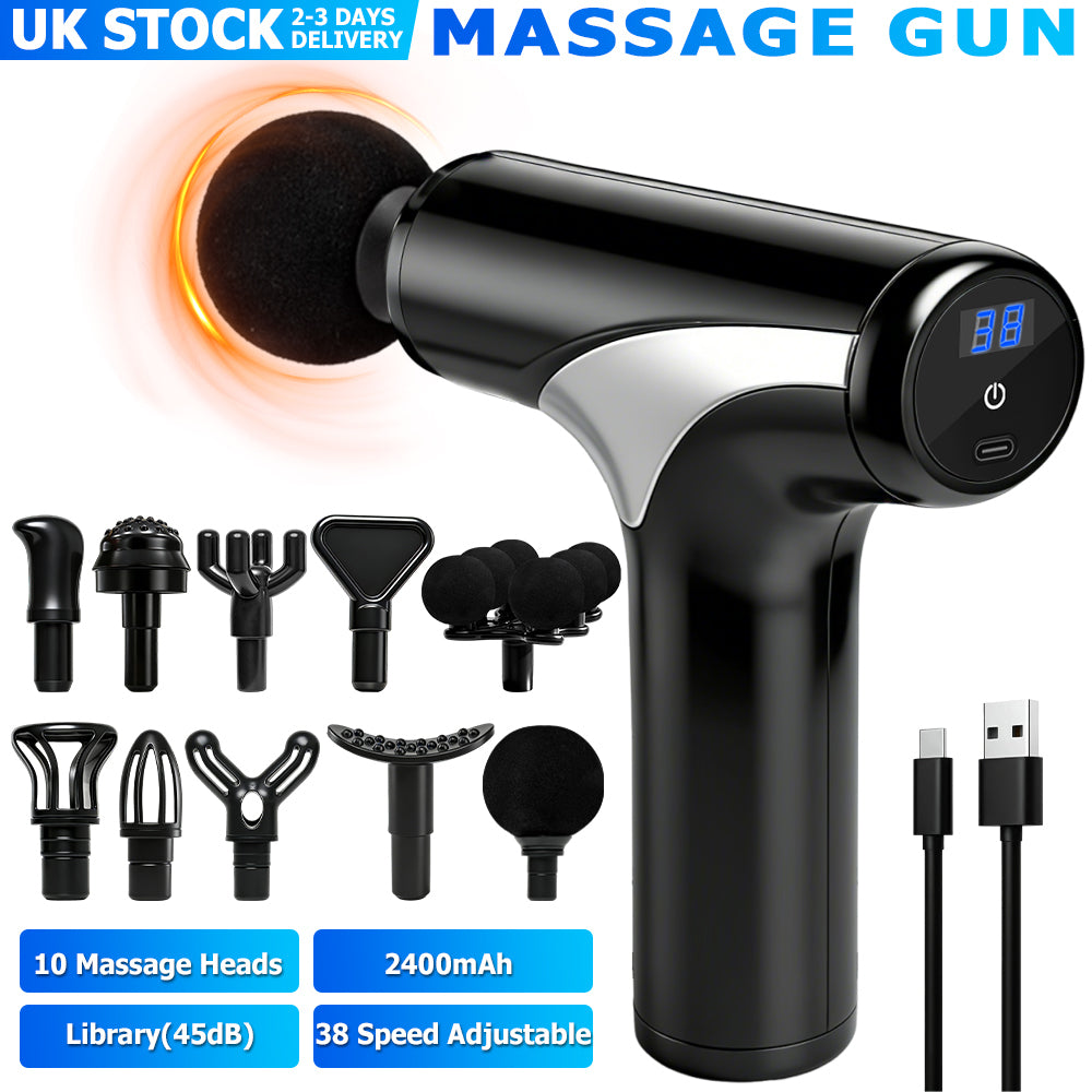 Massage Gun Deep Tissue, Muscle Percussion Massager, Portable Handheld Quiet Brushless Motor with LCD Touch Screen, 8 Heads for Shoulder Body Back Relaxation. Father's Day Gift