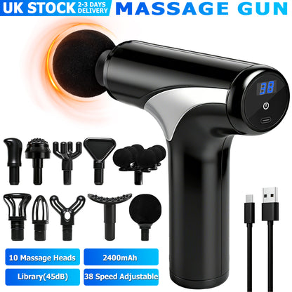 Massage Gun Deep Tissue, Muscle Percussion Massager, Portable Handheld Quiet Brushless Motor with LCD Touch Screen, 8 Heads for Shoulder Body Back Relaxation. Father's Day Gift