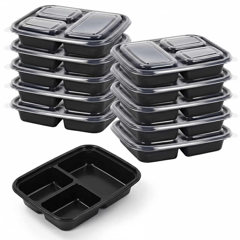 Meal Prep Containers Reusable Storage with Lids – Stackable, Microwave, Freezer & Dishwasher Safe 3 Compartment