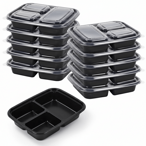 Meal Prep Containers Reusable Storage with Lids – Stackable, Microwave, Freezer & Dishwasher Safe 3 Compartment