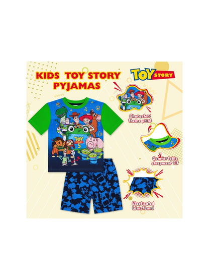 Disney Toy Story Boys Pyjamas, Kids Short Summer PJs Set, Buzz Lightyear Woody Rex Toy Story Nightwear Toddler Pyjama Set Ages 18 Months to 7 Years