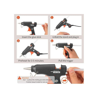 20W Trigger Hot Melt Glue Gun Electric Trigger Adhesive Hobby Craft Tool UK Plug Hot Glue Gun UK Plug Mini Heats Up Glue Gun for Crafts, Hobby, Home Repairs, Fabric, Wood, Glass, Card, ON-Off Switch for DIY Arts