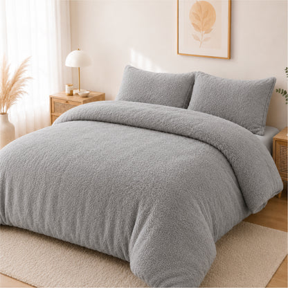 Duvet Cover Teddy Bear Fleece with Pillowcases in Single Double King Super King