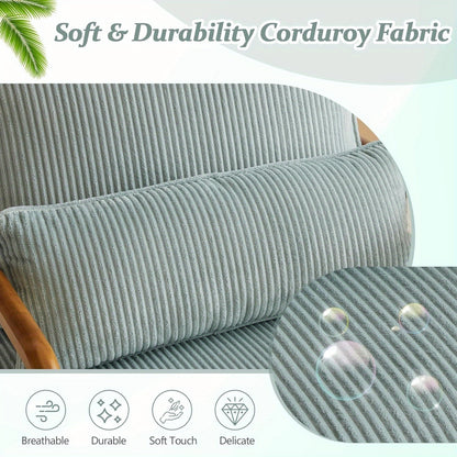 Mid-Century Modern Cloud Accent Armchair with Lumbar Pillow, 16Cm Thick Seat Cushion Cozy Lounge Chair, Wooden Armrests for Bedroom, Living Room, Reading Room