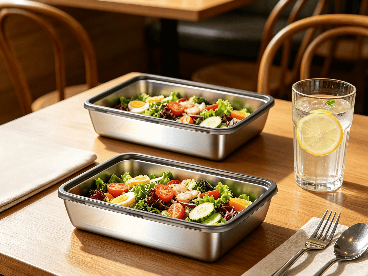 Stainless Steel Food Storage Containers 6pcs Set - Airtight Lunch Boxes, Microwave Safe, Stackable Kitchen Organization Containers for Fridge/Freezer