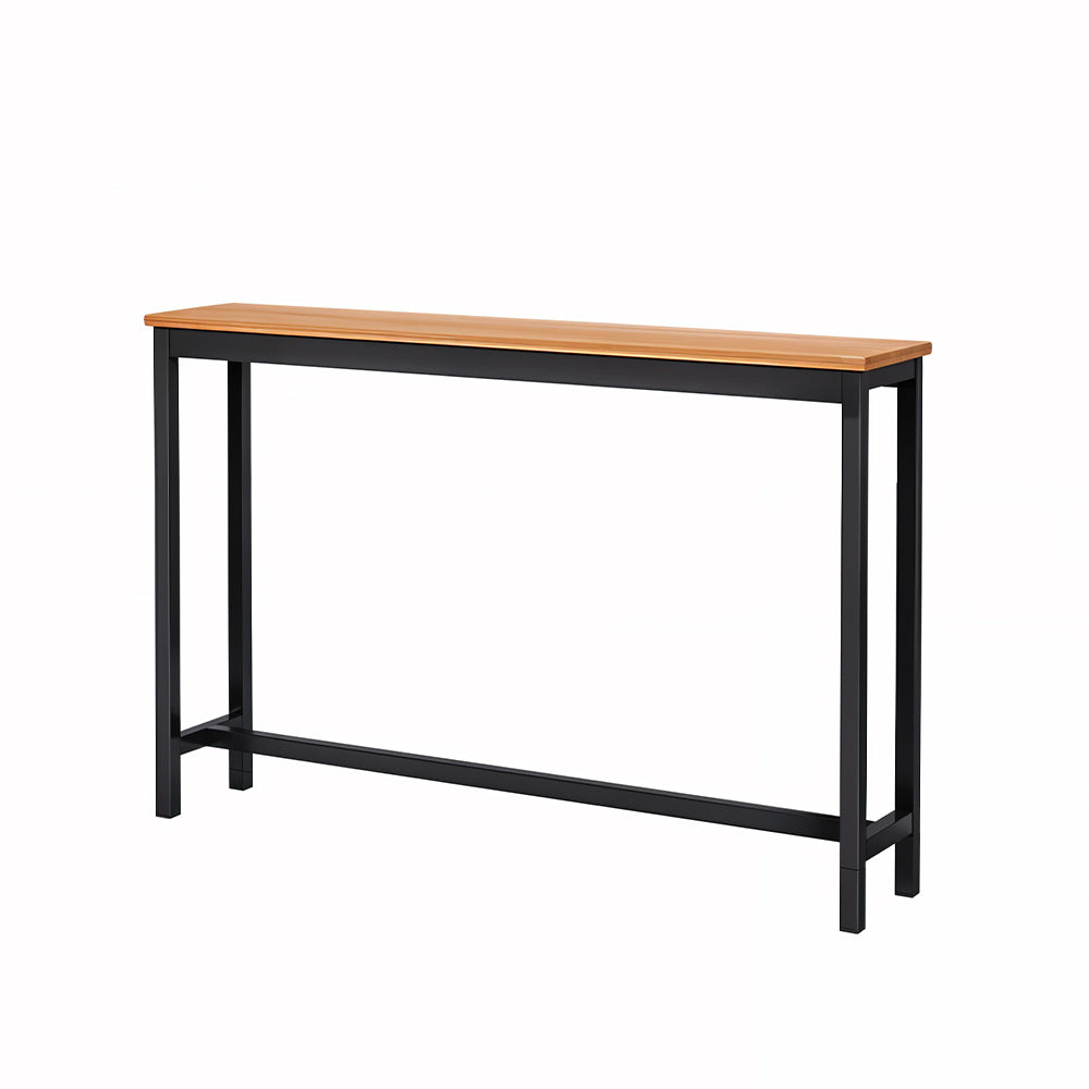 Minimalist Wooden Console Table - Slim Wall-Mounted Single/Double Tier Entryway Shelf with Carbon Steel Frame, Space-Saving Narrow Hallway Table, Bedroom/Living Room Table (80x20cm, MDF Wood + Black/White Metal)