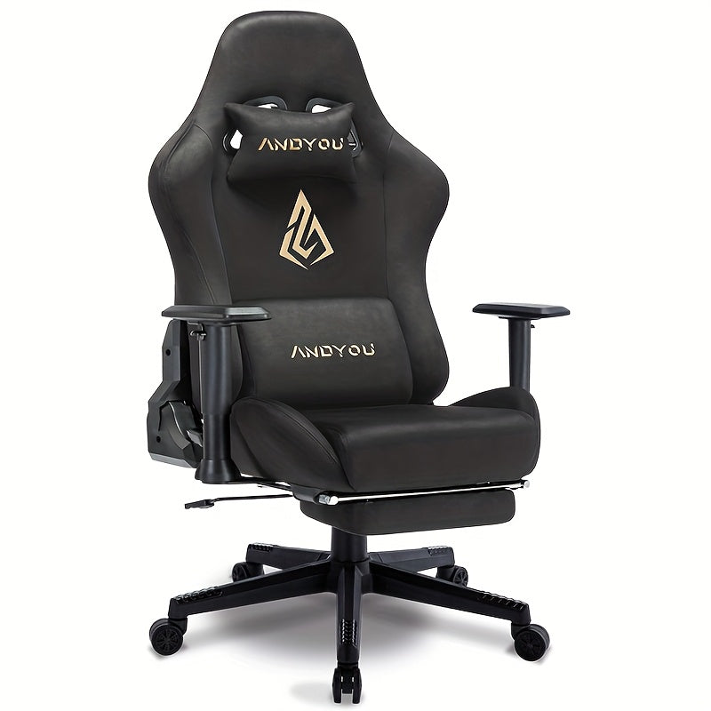 ANDYOU Gaming Chair, Breathable Office Chair, High Quality Fabric Soft Like Faux Fur. Ergonomic PC Chair, Adjustable Swivel Work Chairs with Footrest