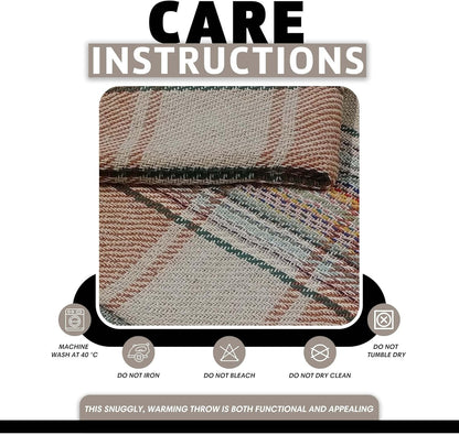 Picnic Blanket Check Stripe Design Super Soft Cosy Sofa Bed Camping Beach Garden Throw made from Recycled Cotton