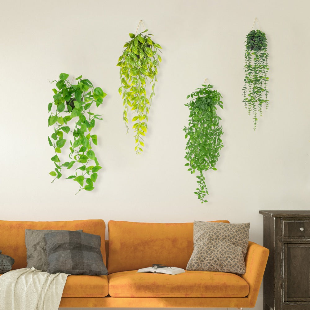 Artificial Hanging Plants Fake Ivy Vine with Pot Faux Greenery Hanging Basket for Indoor Outdoor Home Decor Wall Patio Office Shelf Room Decoration
