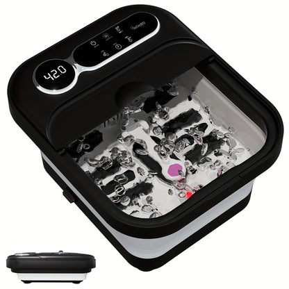 Foldable Foot Spa Massager with Heat Bubbles & Temperature Control – Touch Screen 6 Rollers Pumice Stone – Relaxing Foot Soak Gift