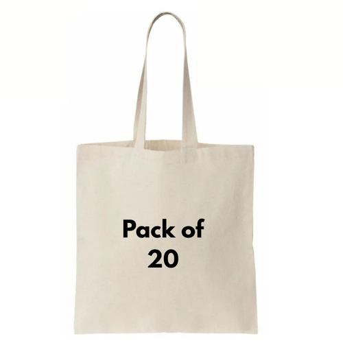 20pcs Natural Color Cotton Tote Bags – Blank Reusable Cotton Bags with Handles – Ideal for Printing, Sublimation, DIY Crafts, Grocery, Shopping, Gift & Event Use Pack of 20
