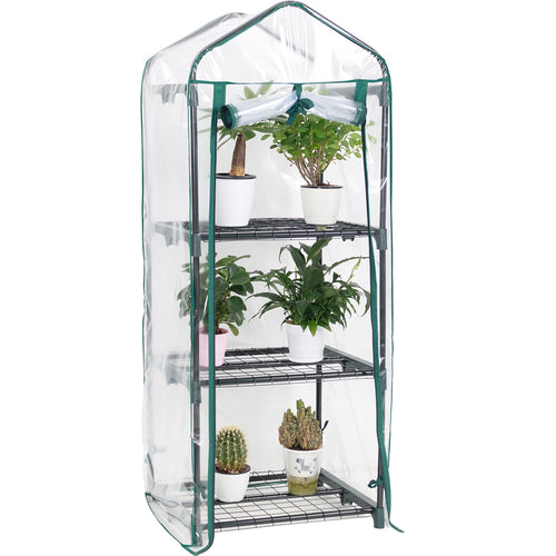 3 Tier Greenhouse, Small Plant Greenhouses, With Transparent Plastic PVC Cover, Indoor outdoor tent garden greenhouse (51 x 45 x 130 cm)