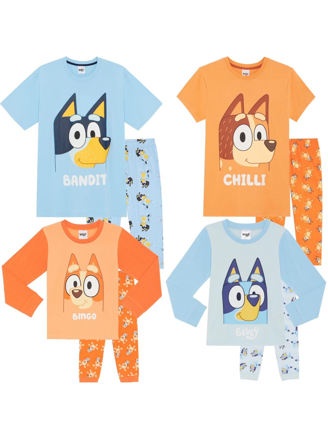 Bluey, Bingo, Chilli & Bandit 100% Combed Cotton Family Pyjamas Children's, Women's Christmas