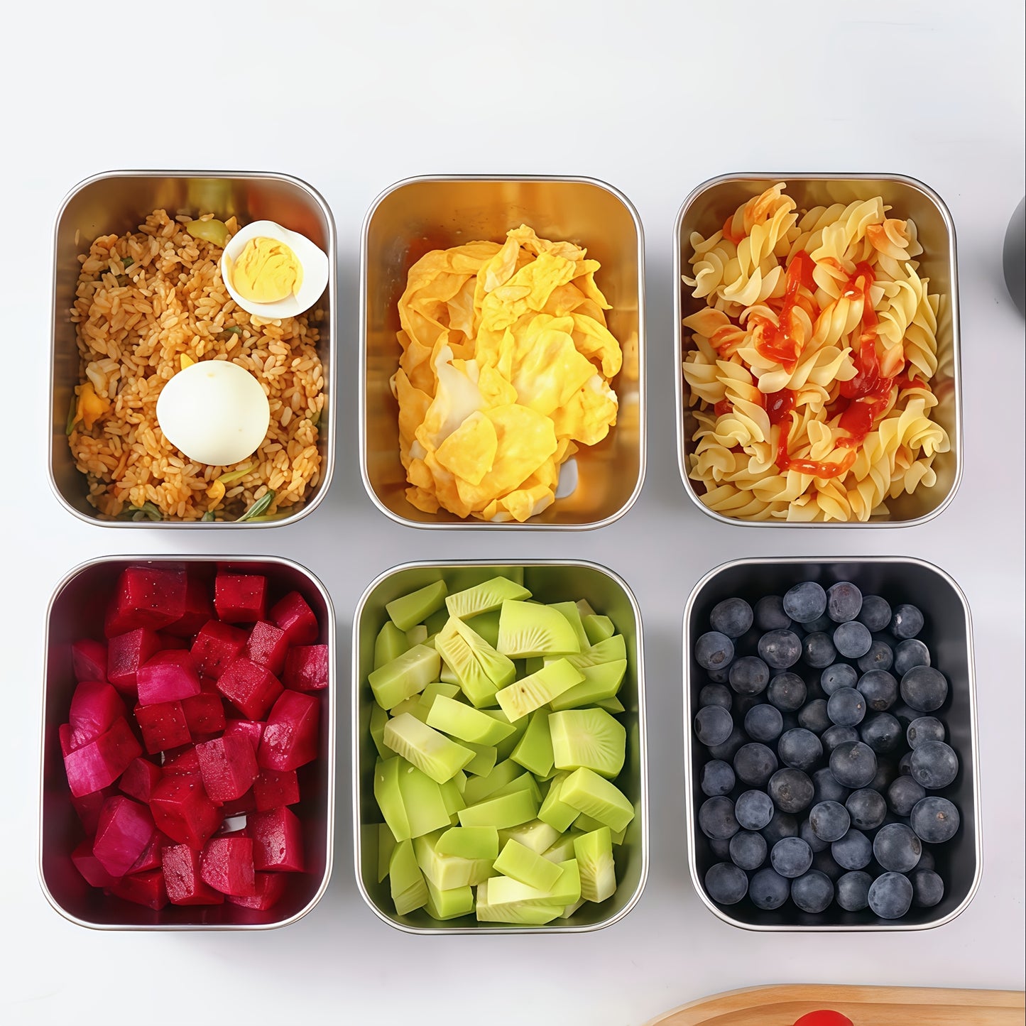 6 Storage Containers Per Set, Multi-purpose Stainless Steel Freshness Box with Lid, Stackable And Reusable Food Sealing Box, Can Be Used As Lunch Box for Meals, Meat, Fruits And Vegetables, Suitable for Picnics, Kitchens