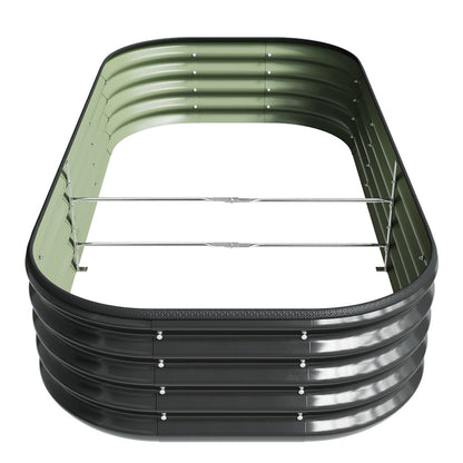 Galvanized Planter Garden Boxes Outdoor, Oval Large Metal Galvanized Raised Garden Bed for Vegetables, 2 Sizes 2 Colours Available