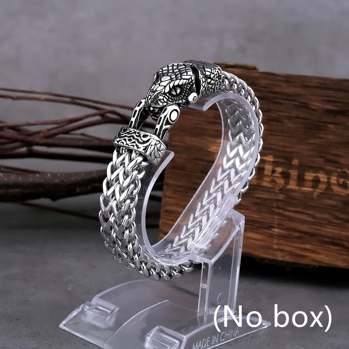 Durable Stainless Steel Viking Snake Head Bracelet for Men - Fade-Resistant, Punk Rock Style with Intricate Design, Ideal Gift, Never Fade, Dominant, Jewelry, Fashion