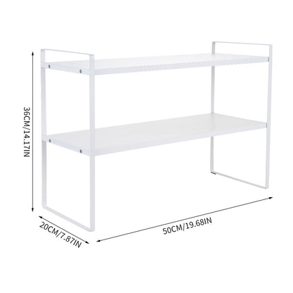 Multi-Tier Storage Rack, Mug Shelves for Desks, Black/White/Natural Wooden and Metal Countertop Organizer Shelf, Display Rack, Perfect for Dormitories Home Office Kitchen Bathroom