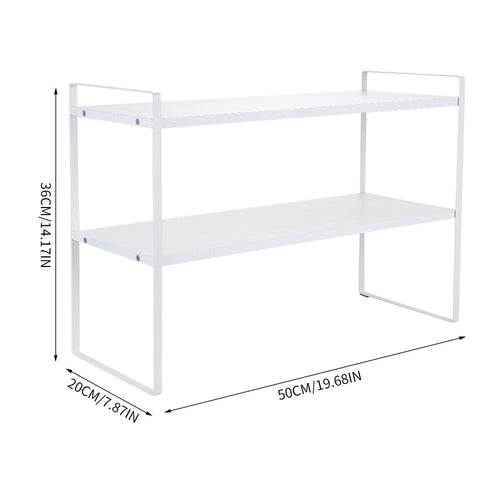 Multi-Tier Storage Rack, Mug Shelves for Desks, Black/White/Natural Wooden and Metal Countertop Organizer Shelf, Display Rack, Perfect for Dormitories Home Office Kitchen Bathroom